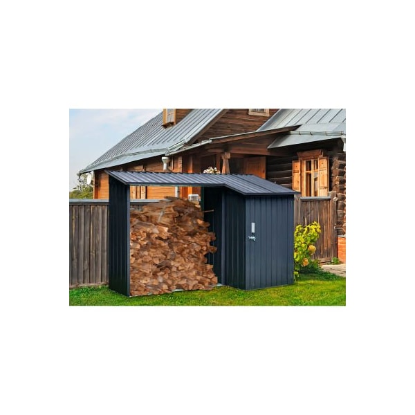Almo Fulfillment Services Hanover HANMLTIWDSHD-GRY Galvanized Steel Shed, 41-1/3"L x 106-1/5"W x 62-1/5"H, Dark Gray/White - HANMLTIWDSHD-GRY
