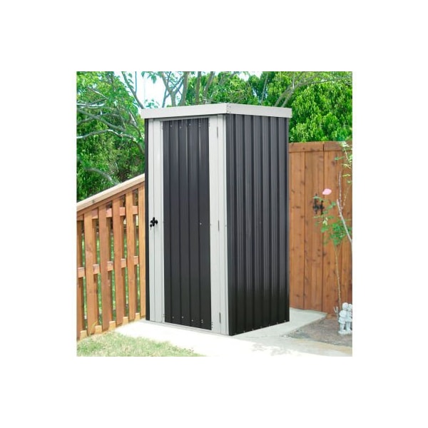 Almo Fulfillment Services Hanover HANPATSHD-GW Galvanized Steel Shed, 31-7/8"L x 38-3/5"W x 70-7/8"H, Dark Gray/White - HANPATSHD-GW