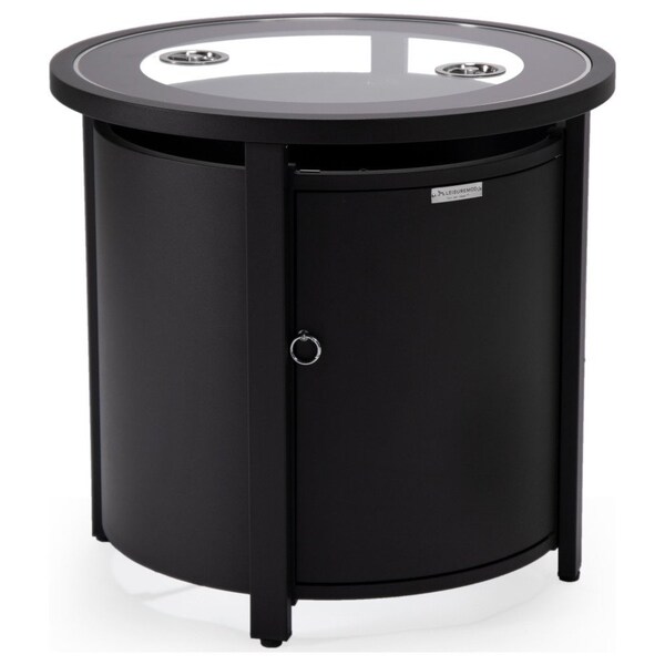 Leisuremod Walbrooke Black Patio Round Tank Holder, Black - WH24BL