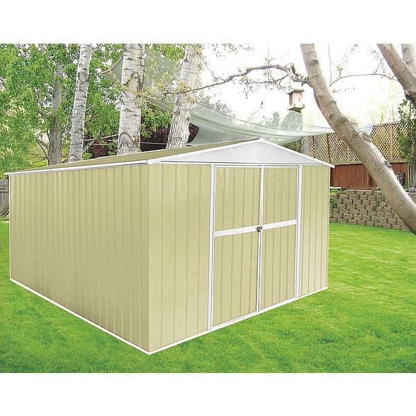 Zoro Select 492 cu ft Steel Outdoor Storage Shed, Beige - 13X112