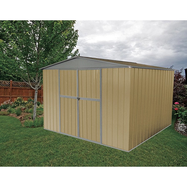 Zoro Select 492 cu ft Steel Outdoor Storage Shed, Beige - 13X112