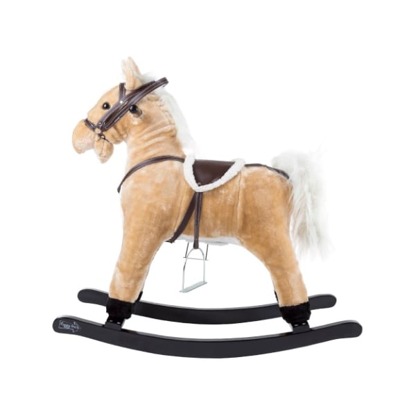 Toy Time Rocking Horse Ride On Toy Plush Animal on Wooden Rockers for Toddlers to 4-years Old, Brown - 217945BLN