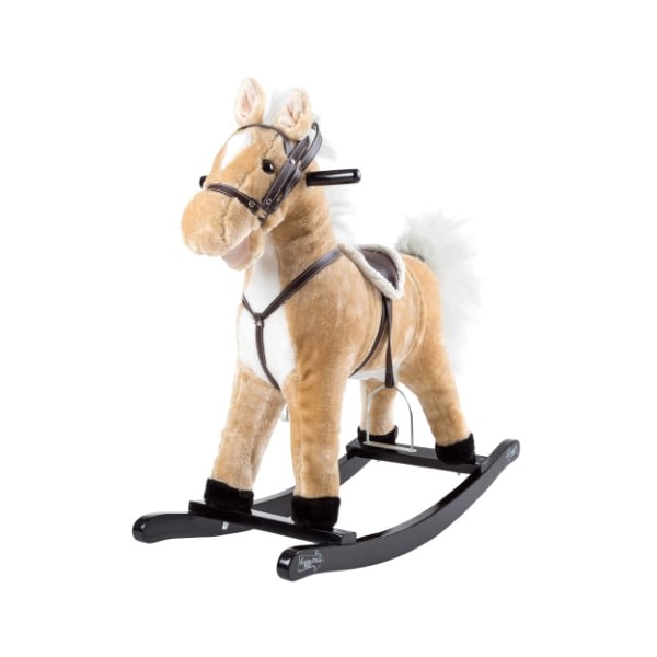 Toy Time Rocking Horse Ride On Toy Plush Animal on Wooden Rockers for Toddlers to 4-years Old, Brown - 217945BLN