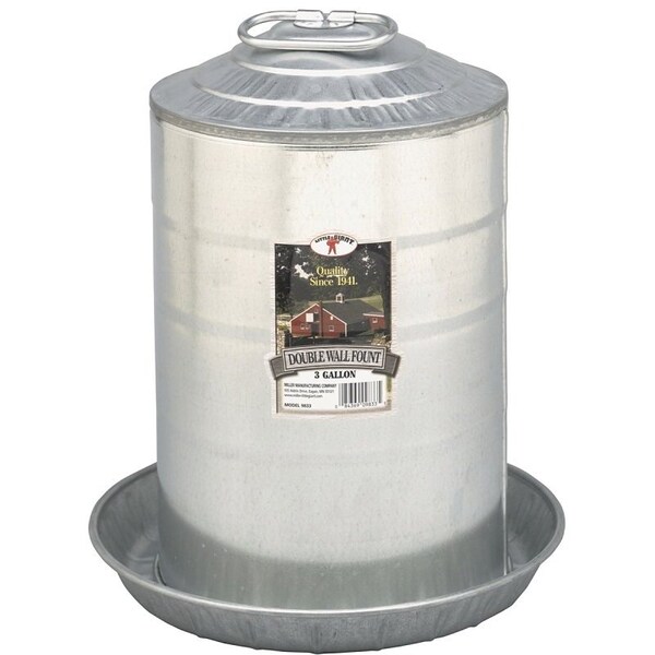 Little Giant Poultry Fount, 3 gal Capacity, Galvanized Steel, Floor, Ground Mounting - 9833