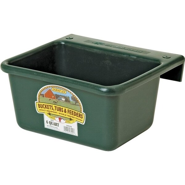 Little Giant Hook Over Feeder, 6 qt Volume, DuraFlex Plastic, Green - MF6GREEN