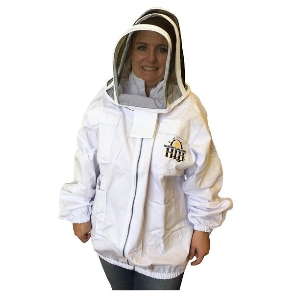 Harvest Lane Honey HARVEST LANE HONEY CLOTHSJXXL-102 Beekeeper Jackets with Protective Hood, 2XL, Polycotton, White - CLOTHSJXXL-102