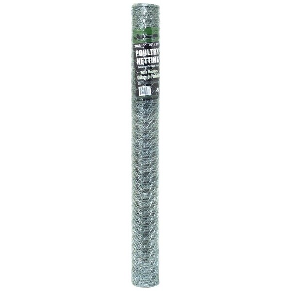 Jackson Wire 12 01 19 16 Poultry Hex Netting, 25 ft L, 36 in W, 20 Gauge, Hexagonal Mesh, 1 in Mesh, Galvanized - 12011916