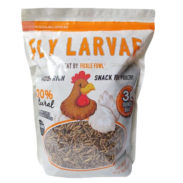 Fickle Fowl 30 oz Bags Black Soldier Fly Larvae for Chickens, Wild Birds, Ducks, and Small Pets, 3PK - 27077088960