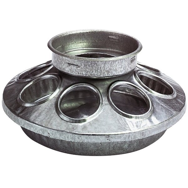 Little Giant Chick Feeder, 1 qt Capacity, 8Compartment, Embossed, Rounded Edge, Steel, Galvanized - 9810