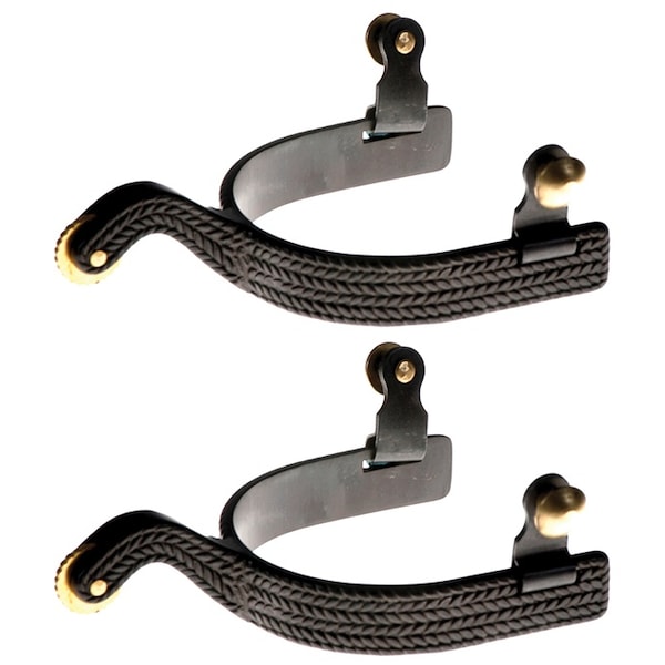 Jacks Imports Black Steel Basket Weave Roping Spurs - 11081