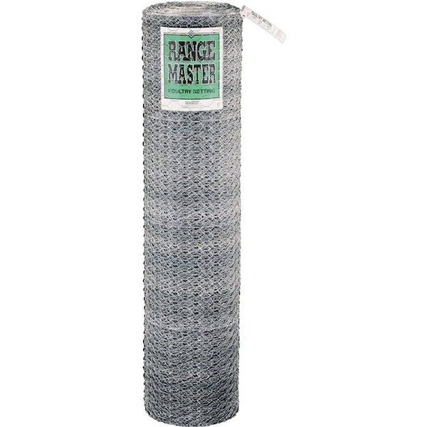 Rangemaster 6004 Poultry Net, 150 ft L, 60 in W, 20 Gauge, Hexagonal Mesh, 2 in Mesh, Steel - 6329