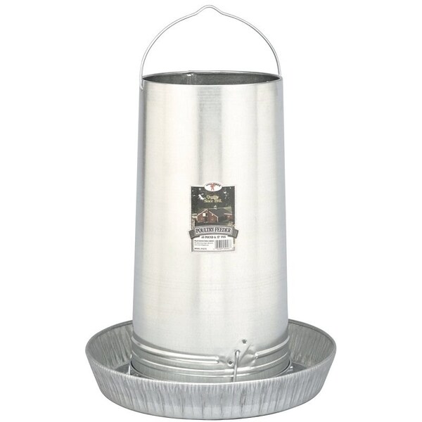Little Giant Poultry Feeder, 40 lb Capacity, Rolled Edge, Galvanized Steel - 914273