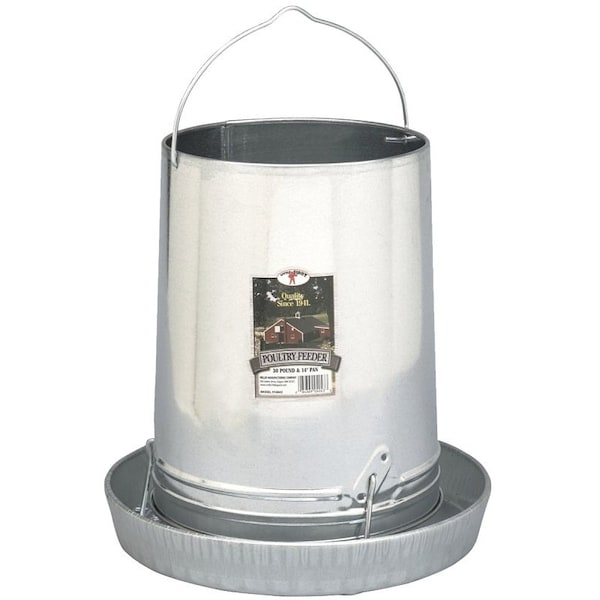 Little Giant Poultry Feeder, 30 lb Capacity, Rolled Edge, Galvanized Steel - 914043
