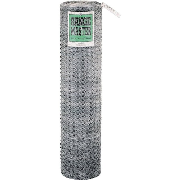 Rangemaster 6005 Poultry Net, 150 ft L, 72 in W, 20 Gauge, Hexagonal Mesh, 2 in Mesh, Steel - 6319