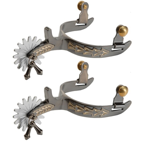 Jacks Imports Midnight Blue Steel Silver Roping Spurs - 11107