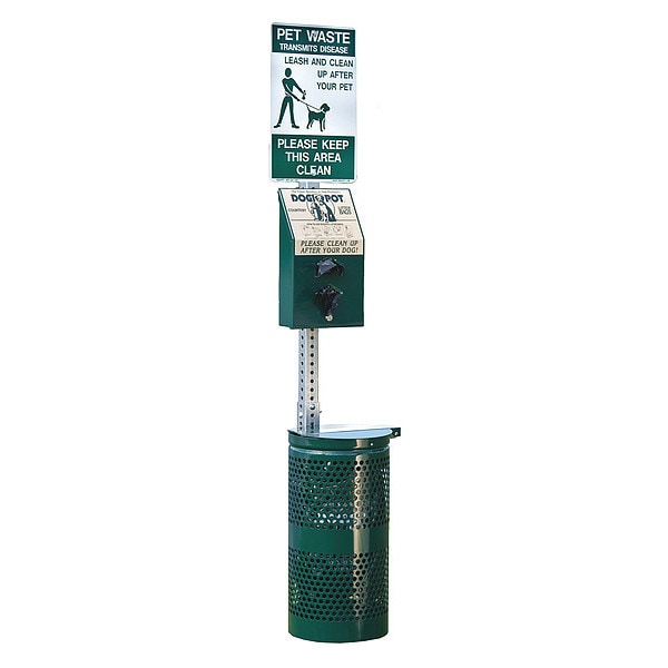 Dogipot 10 gal. Green Aluminum Round Pet Waste Container - 1003-L