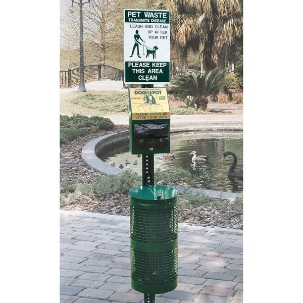Dogipot 10 gal. Green Aluminum Round Pet Waste Container - 1003-L