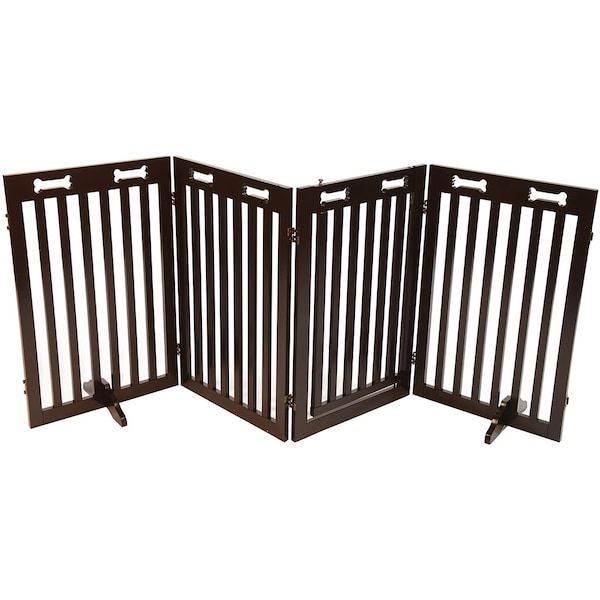 Arf Pets Free Standing Wood Dog Gate with Walk Through Door, Expands Up to 80" Wide, 31.5" High - APDGWD4P