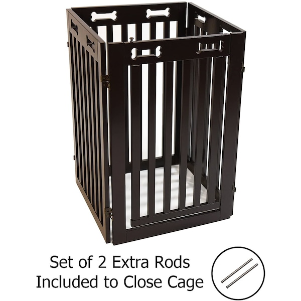 Arf Pets Free Standing Wood Dog Gate with Walk Through Door, Expands Up to 80" Wide, 31.5" High - APDGWD4P
