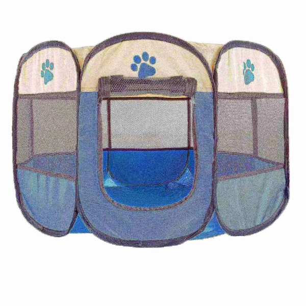 Pet Adobe Pet Adobe Pop-Up Playpen with Carrying Case, Indoor/Outdoor 26.5x 17, Dogs & Cats Blue - 819024AMG