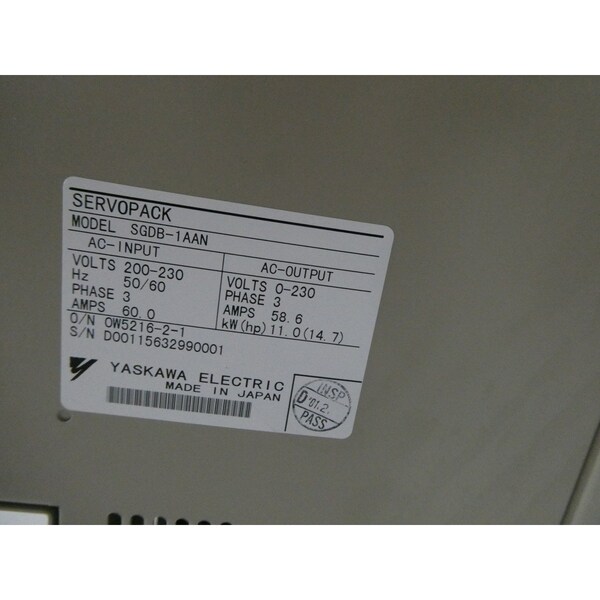 Yaskawa Servopack 200-230V-Ac 0-230V-Ac 3Ph 15Hp Servo Drives And Amplifier - SGDB-1AAN