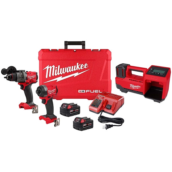 Milwaukee Tool M18 FUEL 2-Tool Combo Kit + M18 Inflator - 3697-22, 2848-20