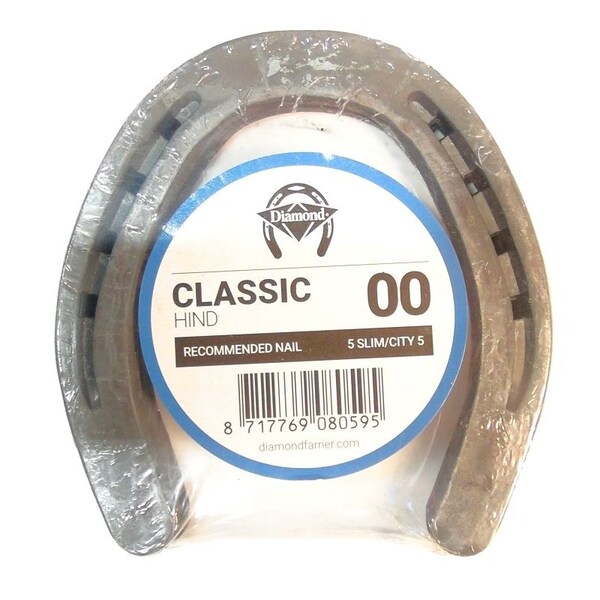 Diamond Farrier Hind Shoe, 1/4 in Thick, 00, Steel - 00HINDPR