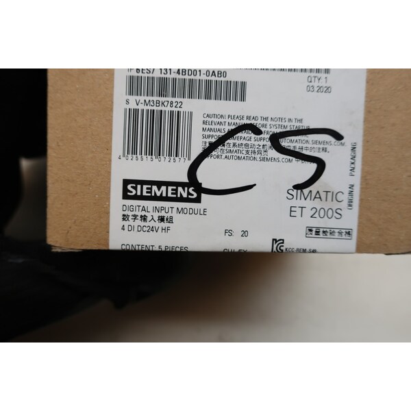 Siemens Simatic Box of 5 ET 200S Input Module - 6ES7 131-4BD01-0AB0