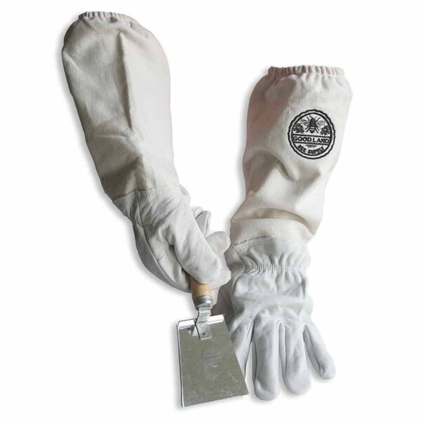 Good Land Bee Supply Natural Cotton and Sheepskin Beekeeping Gloves & Honey Comb Shovel Hive Tool (Medium) - GL-GLV-SHVL-MED