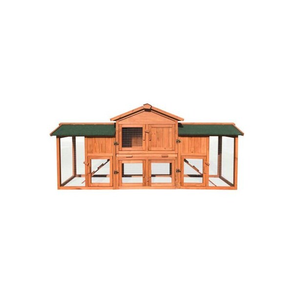 Almo Fulfillment Services Hanover Outdoor Wooden Elevated Rabbit Hutch with Ramp, Run, Waterproof Roof and Removable Tray - HANRH0105-CDR