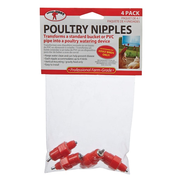 Little Giant Little Giant Plastic Poultry Nipples, PK4 - 172035