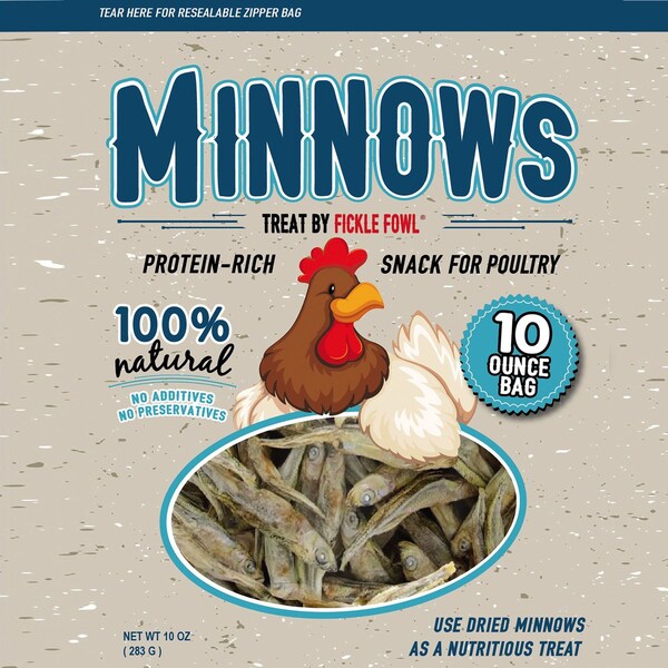 Fickle Fowl 10 oz Bag Dried Minnows for Chickens, Wild Birds, Ducks, and Small Pets, 6PK - 27077088946
