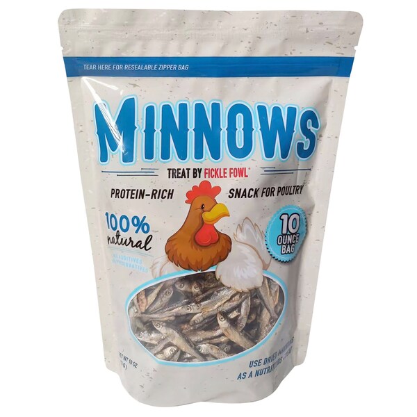 Fickle Fowl 10 oz Bag Dried Minnows for Chickens, Wild Birds, Ducks, and Small Pets, 6PK - 27077088946