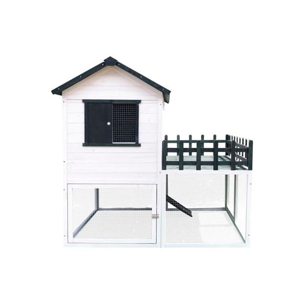 Almo Fulfillment Services Hanover Elevated Wooden Chicken Coop with Ramp, Planting Area, Wire Mesh Run, Waterproof Roof - HANCC0102-WHT