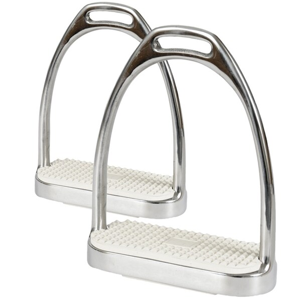 Jacks Imports Stainless Steel Fillis Stirrups with White Pads 4-1/2" - 10516-4-1/2