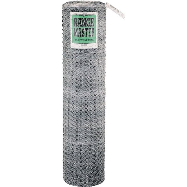 Rangemaster Rangemaster 5932 Poultry Net, 1 in Mesh, 50 ft L, 18 in W, 20 ga, Galvanized Steel - 6406