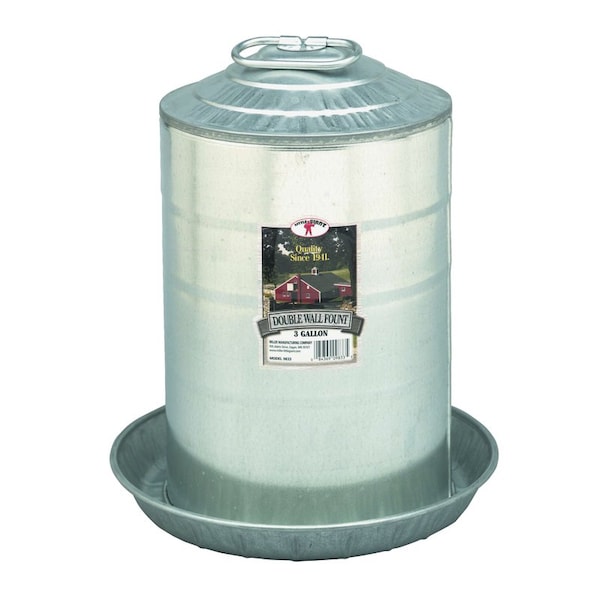 Miller Mfg Miller Little Giant 3 gal Steel Poultry Waterer - 9833