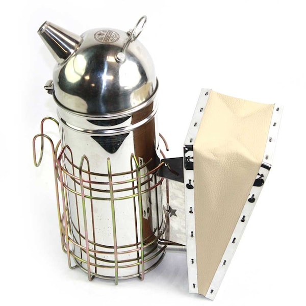 Good Land Bee Supply Beekeeping Beehive Smoker Stainless Steel w/Heat Shield - GLSMKR