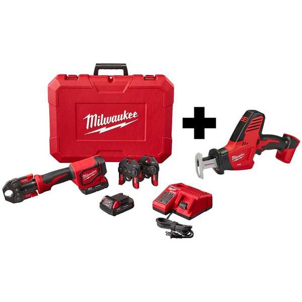 Milwaukee Tool M18 Press Tool Kit and Recip Hackzall, Includes Battery (2Ah) - 2674-22C, 2625-20