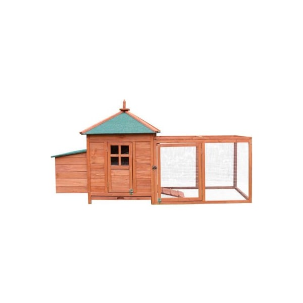 Almo Fulfillment Services Hanover Wooden Chicken Coop with Ramp, Nesting Box, Wire Mesh Run and Waterproof Roof - HANCC0101-CDR