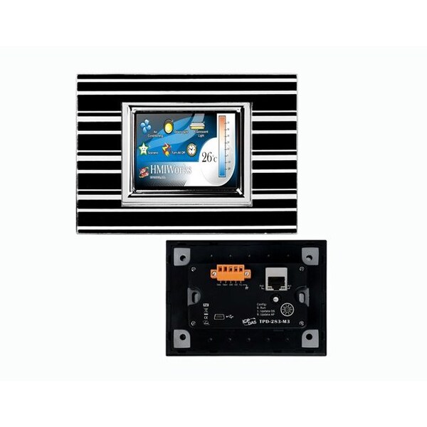 Icp Das 2.8'' High Resolution TFT Color Touch, support PoE Ethernet Port and RS 485 Balck Panel - TPD-283-M3