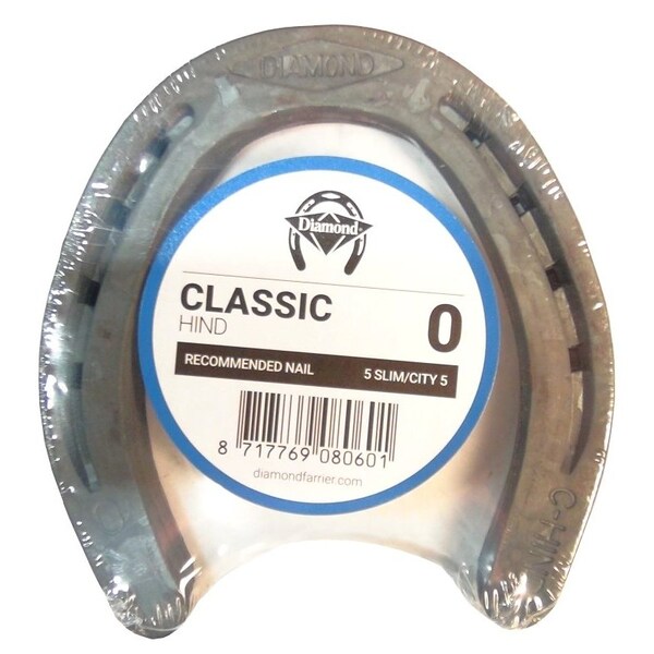 Diamond Farrier Hind Shoe, 1/4 in Thick, 0, Steel - 0HINDPR