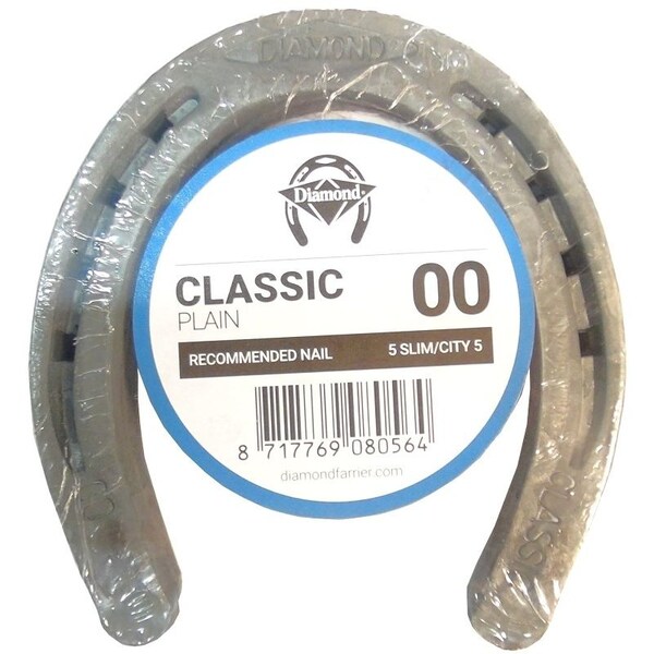 Diamond Farrier Classic Plain Horseshoe, 14 in Thick, 00, Steel - DC00PR