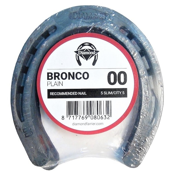 Diamond Farrier Bronco Plain Horseshoe, 5/16 in Thick, 00, Steel - 00PLAINPR