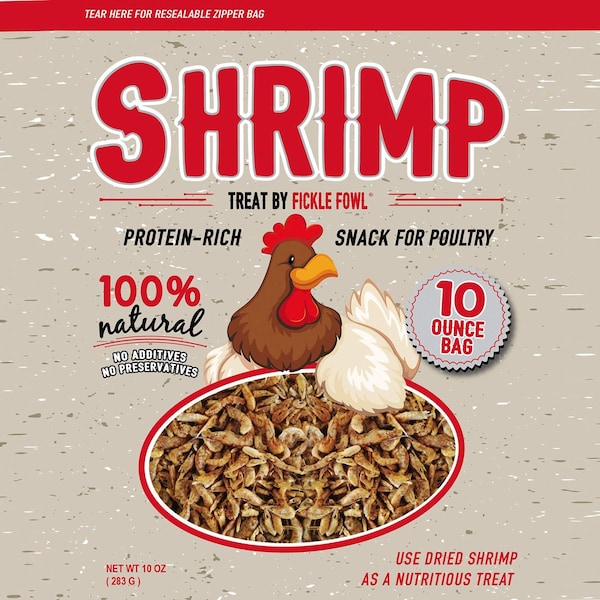 Fickle Fowl 10 oz Bag Dried Shrimp for Chickens, Wild Birds, Ducks, and Small Pets, 6PK - 27077088939