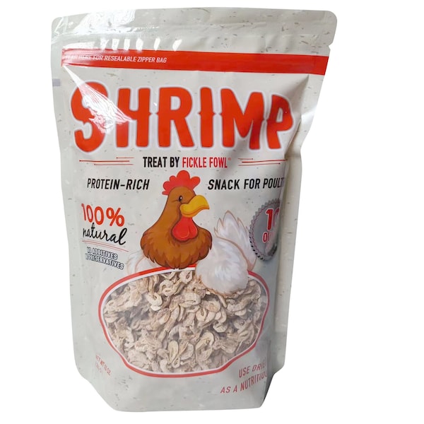 Fickle Fowl 10 oz Bag Dried Shrimp for Chickens, Wild Birds, Ducks, and Small Pets, 6PK - 27077088939