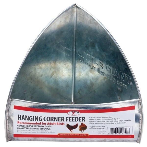 Little Giant Hanging Corner Poultry Feeder, Rolled Edge, Steel, Galvanized - 167543