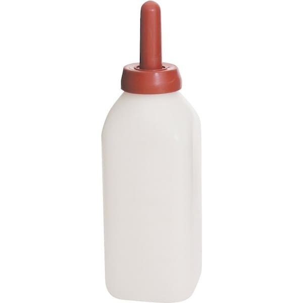 Little Giant Nursing Bottle, Square, 2 qt Capacity, Polyethylene Bucket, Translucent Bucket, Snap-On Nipple - 9812