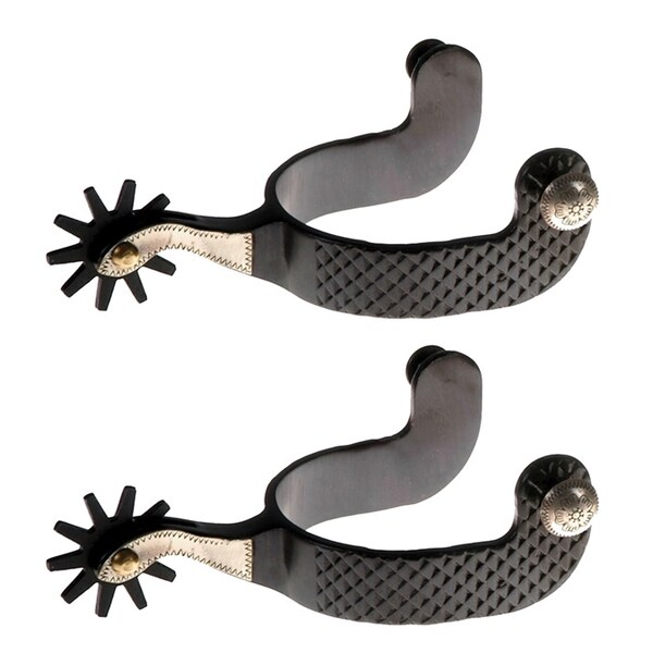 Jacks Imports Black Steel Basket Weave Spurs - 11074
