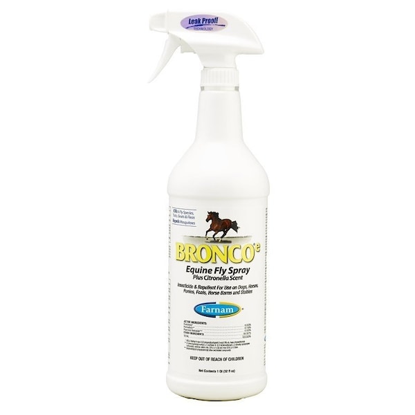 Farnam Bronco Fly Spray, Liquid, Clear, Citronella, 32 oz Bottle - 100502328